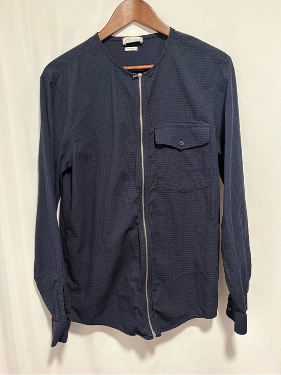 Zara Other - Zara Man Navy Textured Zip Front Long Sleeve Shirt Lightweight Jacket Size M